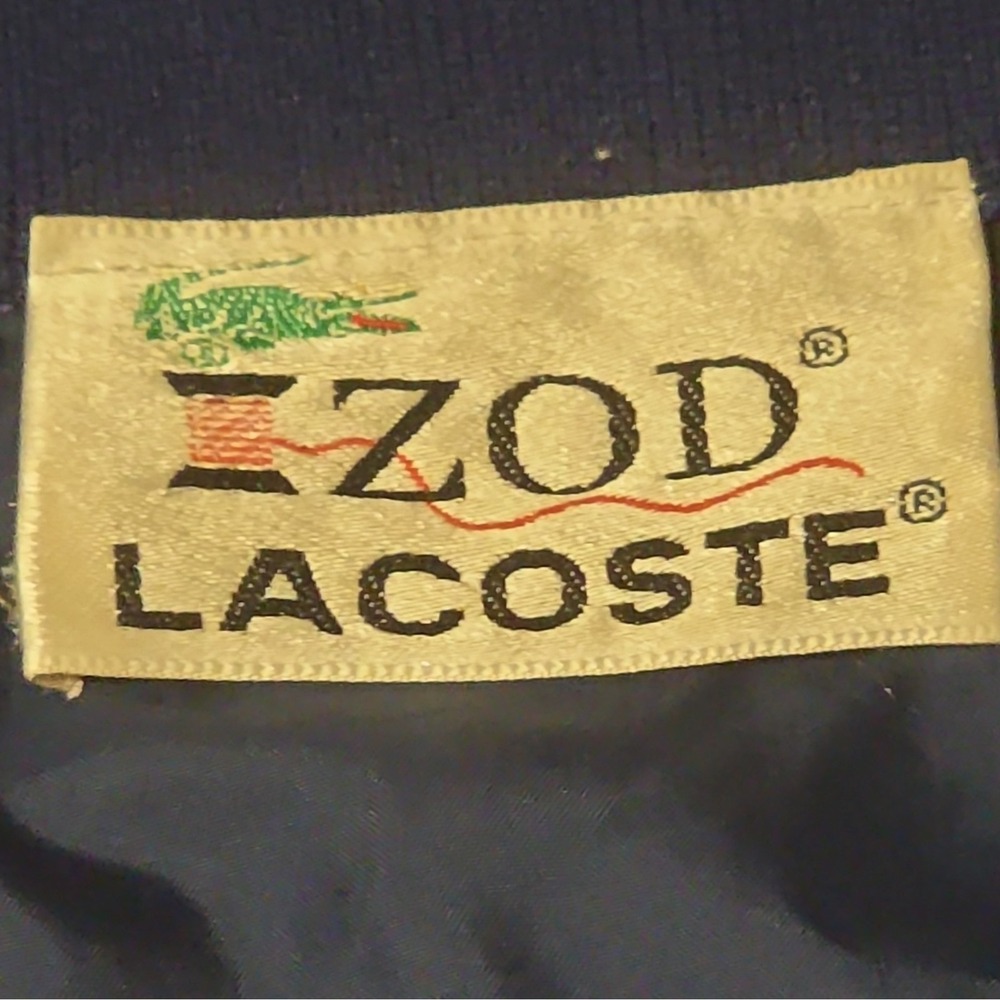 Izod Lacoste Blue Bomber Jacket Men's Size L Full Zip Stand-Up Collar Logo - Picture 4 of 16